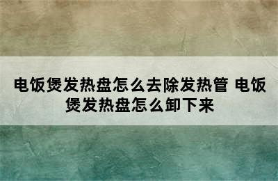 电饭煲发热盘怎么去除发热管 电饭煲发热盘怎么卸下来